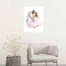 1/6PCS Optional Frame Posters Wall Arts Modern Pink Ballerina Girl Unicorn Butterfly Poster Kids Room Decorative Posters Wall Bedroom Decor ,Wall Art With Frame