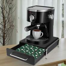 30.5 X 31.5 X 10 Cm Iron Coffee Capsule Holder (36 Capsules), 2-In-1 Storage Drawer/Machine Stand, Coffee Capsule Storage Drawer, Metal Capsule Storage Box, Space-Saving, Accommodates Multiple Capsules, Suitable For Coffee Lovers - 黑色 - 查看 4