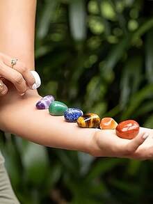 8pcs/Set Of Natural Crystal Stones, Chakra Meditation Spirit Treatment Stones, Room Decoration - Natural Stone + Pendant - View 5