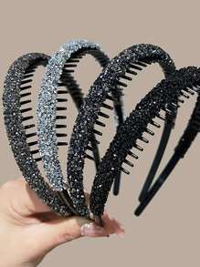 2pcs Women's New Rhinestone Headband, Simple Versatile Non-Slip Hairband For Outdoor Use, Bangs Fixing Hair Accessories, Hair Band, Hair Hoop, Home Beauty Women Accessory Gifts ,Head Piece