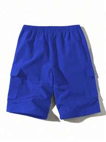 Men's Casual Cargo Shorts, Loose Outdoor Sports Bermuda Shorts - Blue - View 4