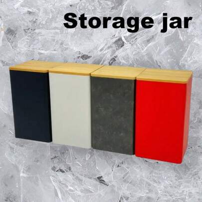 1/3/4 Pieces Square Tin Storage Jar (Bamboo Lid) - Multi-Color Sealed Container, Perfect For Holiday Kitchen Coffee/Tea Organization