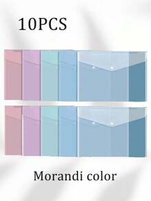 Thickened Random Color File Bags A4 Transparent Waterproof Snap Button File Bags Large Capacity Office Data File Bags Student Paper Bags, Back To School Supplies, Kawaii Stationery, School Colors, Stationery - Multicolor - View 18