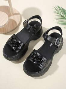 SHIHUA Women's Platform Thick Sole Roman Sandals, 2024 New Casual Versatile Comfortable Commute Thick Bottom Outdoor Beach Vacation Fashion Dress Shoes