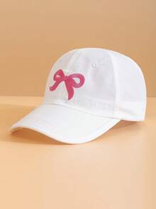 1 件儿童蝴蝶结刺绣棒球帽，时尚百搭速干棒球帽适合儿童节、礼物、日常穿着、旅行 - 彩色 - 查看 8