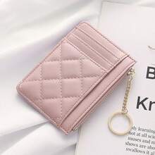 Minimalist Rhombic Wallet, Creative Chain Zipper Pouch, Ultra-Thin Portable Coin Purse, Multi-Card Holder Student ID Case - Multicolor - View 8