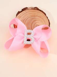 1pc Pearl 26 Letter Fashionable Hot Pink Bow Hair Clip For Girls, Optional A-Z Name Letter Large Upturned Hair Clip For Girls, Teens Hair Accessories Gift - Pink - View 29