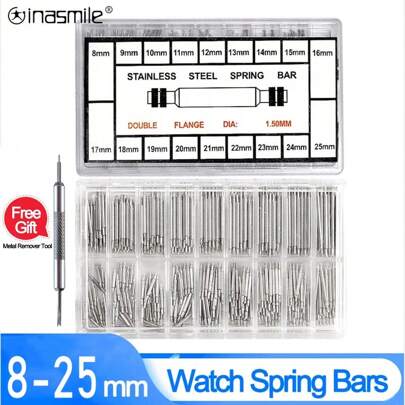 A Set Of 360 Roots 8mm-25mm Stainless Steel Spring Bars Watch Strap Spring Pins Bracelet Repair Tools Watch Band Link Pin Watchband Accessories