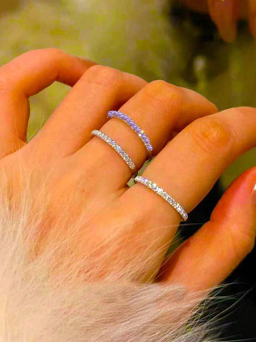 1pc Fashionable Light Purple Open Ring, Unique Creative Design, Best Valentine's Day Gift