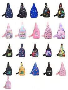 1 pieza Mini bolsa de pecho cruzada, monedero, de cierre con cremallera, con lindos diseños de unicornio/sirena/dinosaurio/espacio, ideal para uso diario