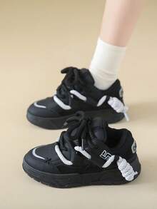 Fashionable Women's Casual Sneakers, Comfortable Street Style Vulcanized Shoes, And Simple Design, Suitable For Spring/Autumn - Black - View 5