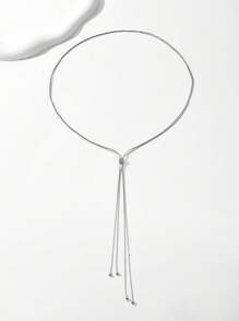 1pc New Fashion Adjustable Y-Necklace With Snake Bone Chain Design, Versatile Sweater Necklace