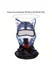 Całoroczna ochronna maska na twarz ze wzorem zwierzęcym, wiatroszczelna maska narciarska z nadrukiem cyfrowym 3D do aktywności na świeżym powietrzu