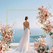 6.6X6.6FT Wedding Arch Backdrop Stand Square Gold Metal Balloon Arch Frame For Ceremony Anniversary Baby Shower Photo Booth Background Decoration - Gold - View 5