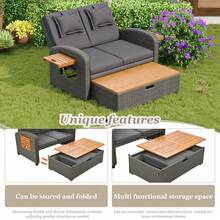 Garden Lounge Chair Set, Adjustable Backrest, Acacia Wood, Rattan, Ideal For Garden And Terrace