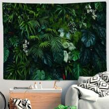 1pc Green Plant Hanging Tapestry, Background Decor, Wall Decor, Polyester Tapestry, Living Room, Bedroom, Office Wall Decoration, College Dorm, Home Decor, Party Decor, Printed Rectangular Kitchen Wall Hanging Fabric With Draping Effect, Comes With 3 Wall Nails And 2 Clips
