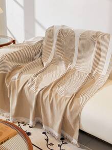 1 Pièce Serviette De Canapé À Motif De Ligne, Housse De Canapé Résistante Aux Rayures Et À La Saleté Lavable, Utilisée Pour La Décoration De Chambre À Coucher, De Bureau, De Salon Et De Maison, Toutes Saisons.