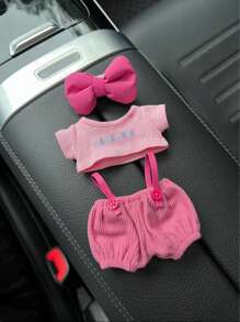 3pcs (Clothing Only) Summer Set With Rose And Hair Accessories, Glasses, Suspenders, Pants Set