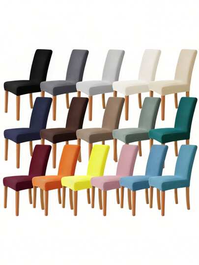 1PC Jacquard Dining Chair Cover Elastic Chair Covers Solid Color Seat Slipcovers Universal Size For Dining Room Kitchen Home Decor