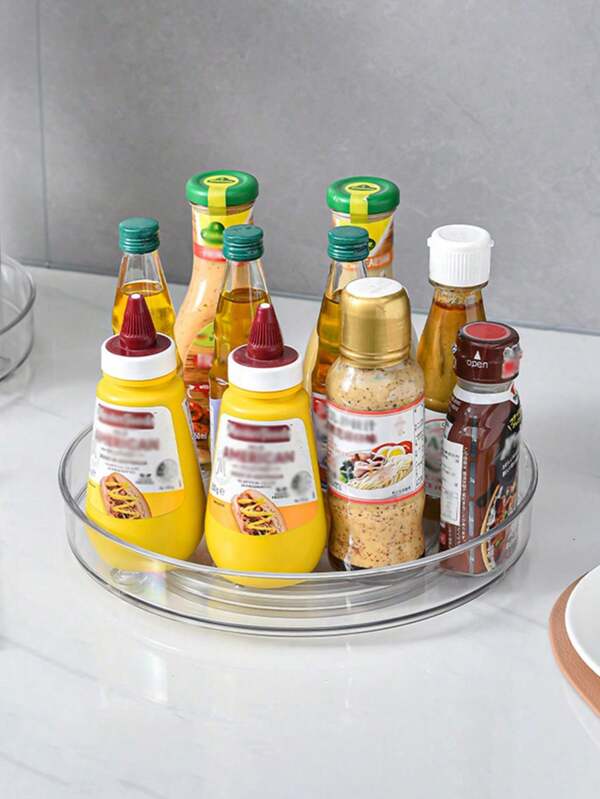 1 pièce Plateau de rangement polyvalent tournant à 360° et antidérapant, convient pour ranger les condiments, petits articles dans les armoires de cuisine, ranger les plans de travail de cuisine, les tables à manger, les cosmétiques, les cadeaux de Noël