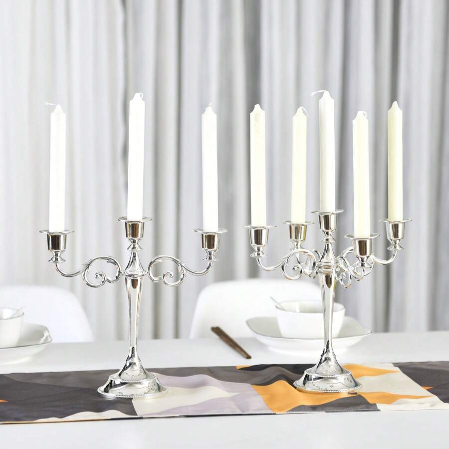 1pc Bohemian Style Zinc Alloy Dining Table Candle Holder Decor, Elegant European Style Home Living Room Festival Romantic Atmosphere Candle Holder Set, Suitable For Bar, Hotel, Wedding, Holiday Celebration, Corporate Party, Church And More