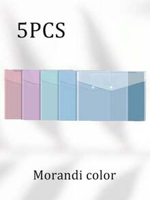 Thickened Random Color File Bags A4 Transparent Waterproof Snap Button File Bags Large Capacity Office Data File Bags Student Paper Bags, Back To School Supplies, Kawaii Stationery, School Colors, Stationery - Multicolor - View 19