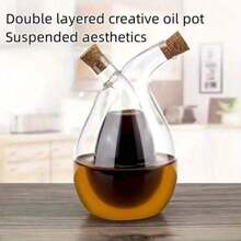 1pc Heat-Resistant Glass Soy Sauce Vinegar Bottle Creative One Pot Dual-Use Sealed Oil Pot Seasoning Soy Sauce Vinegar Oil Pot Soy Sauce Vinegar Bottle