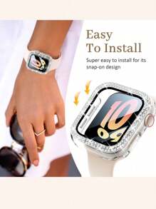 3 In 1 Bling Case With HD Screen Protector Compatible With Apple Watch 40mm 41mm 42mm 44mm 45mm 46mm Diamond Glitter Protective Face Cover PC Frame Protector Overall Protective Glass Jewelry Bumper Face Cover Case Crystal Tempered Glass For Apple Watch Series 10/9/8/7/6/5/4/3/2/1/SE Women, Rhinestone Face Cover Women For Apple Watch Accessories Surace Compatible With Apple Watch Series 10 9 8 7 6 5 4 3 2 1