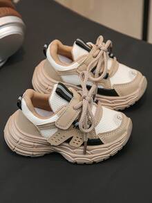 1双儿童运动鞋2025新款男童网眼EVA软底休闲鞋钩环防滑女童跑步鞋 - 卡其色 - 查看 3