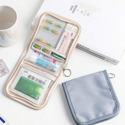 1PC Multi Functional Fabric Small Medicine Bag, Portable And Portable Medical Emergency Kit, Outdoor Travel Medicine Bag, Dormitory Emergency Medicine Storage Bag (Multi-Color Optional)