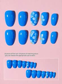 Mejora instantáneamente tu apariencia con el set de 24 uñas postizas cortas de estilo ovalado en azul Klein, flores blancas, simple y versátil. Incluye 1 lima de uñas y 1 pegamento de gel. Para mujeres y niñas.