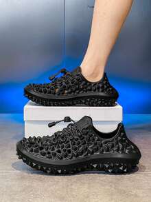 Men's Pineapple Patterned Slip-On Breathable EVA Summer Beach Sandals, Non-Slip For Outdoor Use - Black - View 1