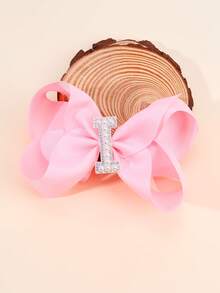 1pc Pearl 26 Letter Fashionable Hot Pink Bow Hair Clip For Girls, Optional A-Z Name Letter Large Upturned Hair Clip For Girls, Teens Hair Accessories Gift - Pink - View 19
