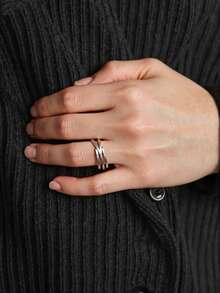 Set de 3 anillos retro simples de uso múltiple con números romanos desgastados, anillos de dedo de estilo hip hop a la moda y de banda abierta para mujeres estudiantes - Multicolor - Ver 7