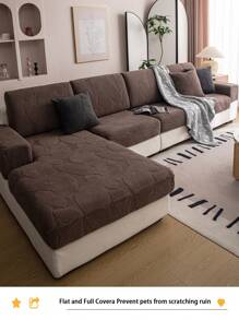 1 Stück Plüsch Jacquard rutschfeste Anti-Splash Sofasitzüberzug, weich und hautfreundlicher moderner Stil elastischer Sofahusse, geeignet für alle Jahreszeiten, hundesicher, passend für L-förmige Kombinations-Sofas und 1/2/3/4-Sitzer-Sofas (einzeln verkauft)