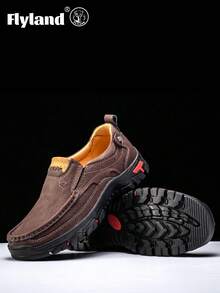 Men's Classic Fashion Slip-On Plus Size Loafers Retro British Soft Sole Men's Shoes Casual Everyday Hiking Shoes Versatile Work Shoes - Brown - View 3