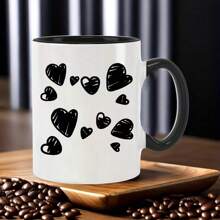 Black And White Creative Love Pattern Mug, Material: Porcelain Back To School