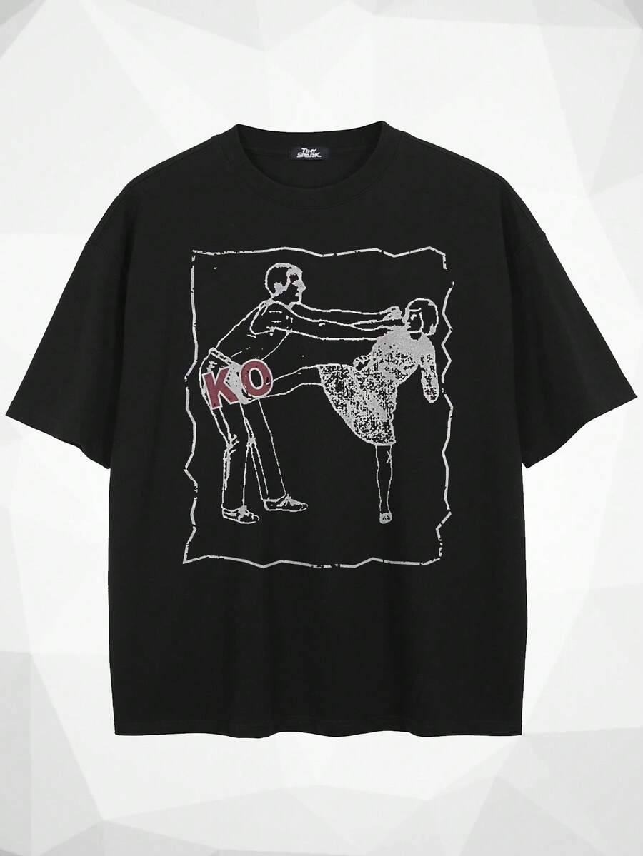 Tiny Spark Men's Casual Daily Letter Print Short Sleeve T-Shirt, Summer