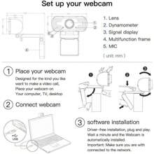 Webcam Full HD 1080P avec microphone, cache confidentialité et support - Caméra de conférence USB plug-and-play pour vidéoconférence, salles de classe, jeux et diffusion en direct. Webcam amovible avec options de montage flexibles, webcam pour PC
