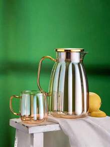 1pc Luxury Glass Cold Water Pot Set,Household High Temperature Boiling Water & Iced Tea Glass Kettle, Cucumber Shaped Water Pitcher