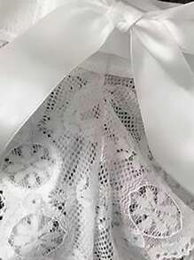 3 peças Tanga com Renda Sexy, Com Laço Grande, Lingerie Sensual Transparente e Avistável