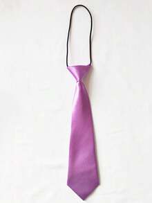 Children's Fashionable Solid Color Pre-Tied Necktie, Children's School Performance Stage Party Wear, Zipper Elastic Neckband Tie Suitable For 3-16 Years Old Kids Daily And Holiday Occasions