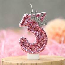 1pc Pink Crown Birthday Candle, Sparkling Number Candle Cake Decor With Glitter, Suitable For Girl, Lady, Anniversary Celebration - Multicolor - View 14