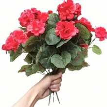 4pcs Realistic Artificial Geraniums Flowers For Outdoors, Full Blooms Silk Flower Plants, Red Geranium Bushes For Wedding Garden, Indoor, Porch, Patio, Window Box And Hanging Planter, Outdoor Decor, Seasonal Display, Kitchen Table Centerpieces Decor, Artificial Outdoor Flowers Gifts Birthday Graduation