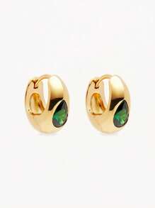 Pendientes de aro elegantes y lujosos de plata esterlina 925 chapados en oro de 18 quilates con circonita talla pera esmeralda para uso diario de las mujeres