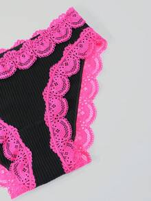 3Pcs/Set Women's Sexy Lace Cotton Underwear Briefs Soft Breathable Panties For Woman - Multicolor - View 6