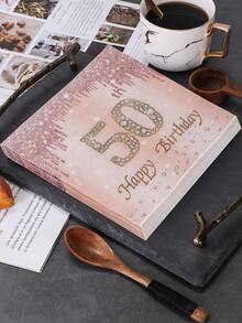 20pcs 50th Birthday Happy Diamond Print Square Colorful Napkin, Disposable Party Table Paper Towels For Gathering,Christmas - Multicolor - View 3