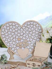 Romantic Heart-Shaped White Wedding Guest Sign-In Desk For Party - White - View 2