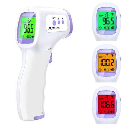 Bärbar termometer, beröringsfri digital panntermometer med LED-display, febermätare, lägen för yt-/kroppstemperatur, digital termometer