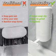 Built-In Blade Soap Grater Box - Hygienic Wall-Mounted Soap Holder With Adjustable Household Powder Dispenser - Does Not Include Wet Soap, Compact & Practical Bathroom Decor Fall Decor Back To School - White - View 4